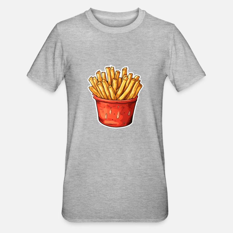 Pommes Portion - Unisex Polycotton T-Shirt - Grau meliert