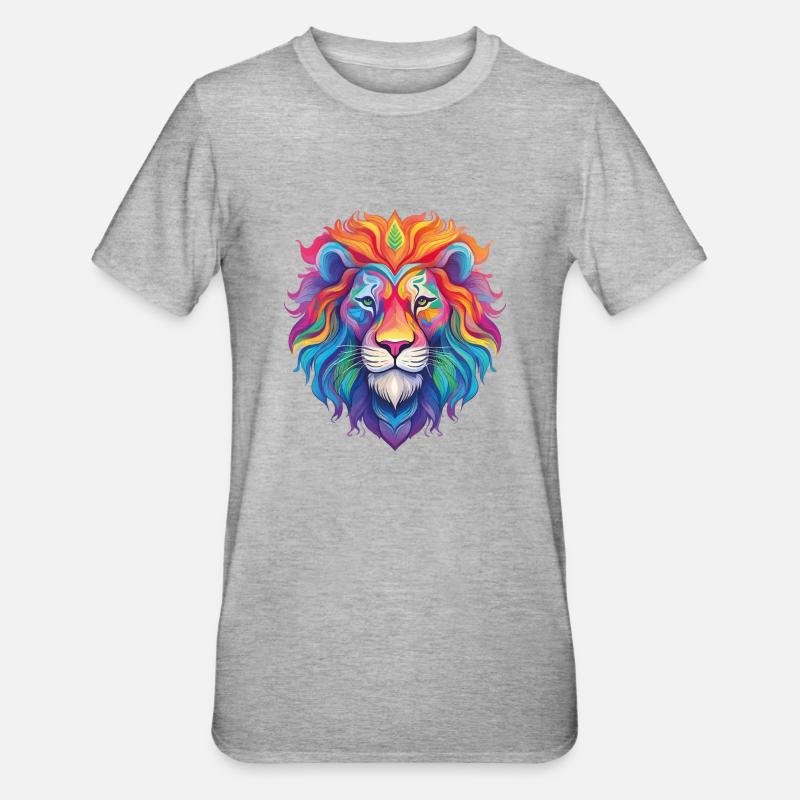Rainbow Lion - Unisex Polycotton T-Shirt - heather grey