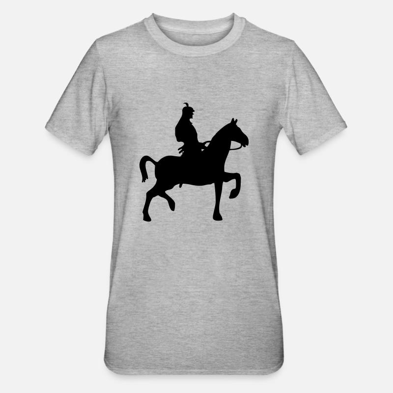 samurai reiter - Unisex Polycotton T-Shirt - Grau meliert