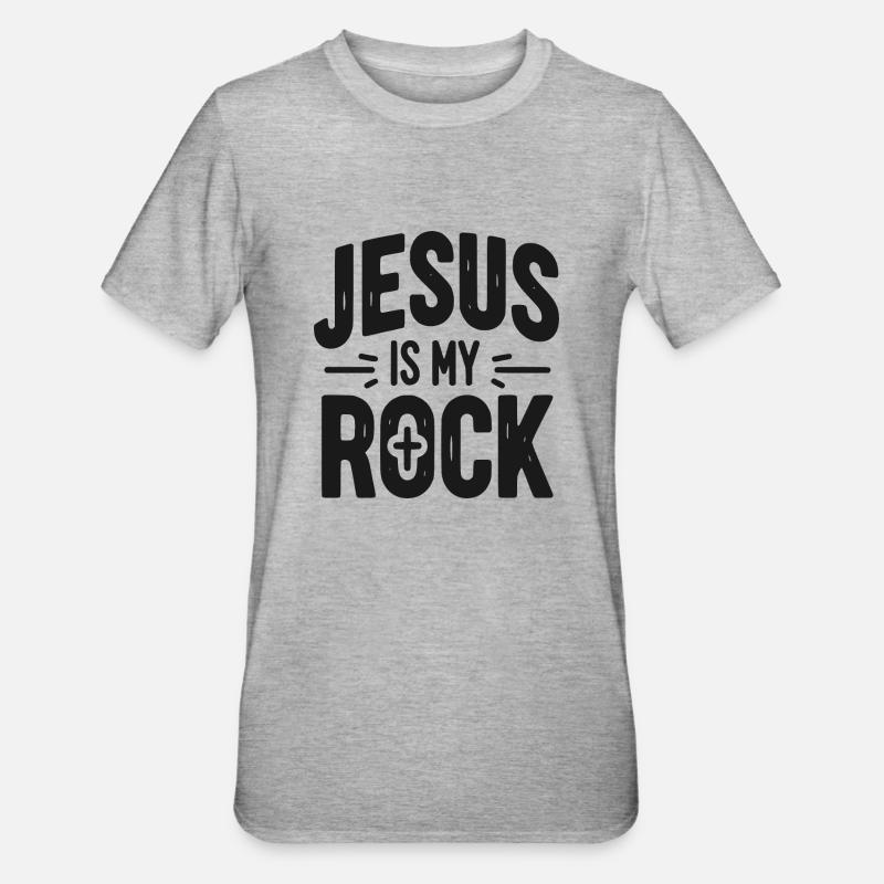Jésus est mon rocher - T-shirt polycoton Unisexe - gris chiné