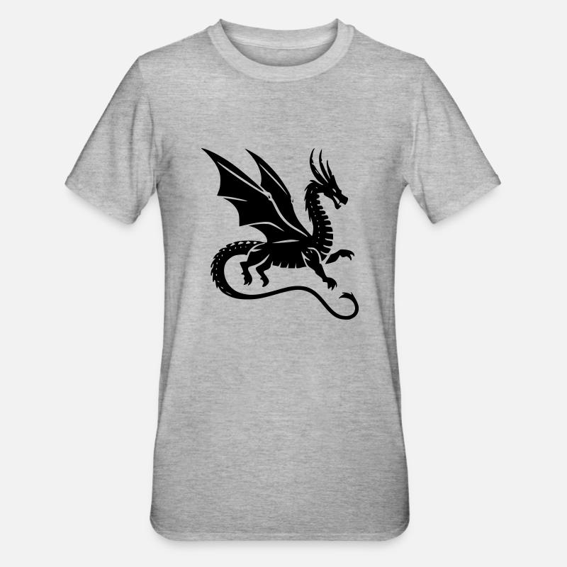 Drache - Unisex Polycotton T-Shirt - Grau meliert