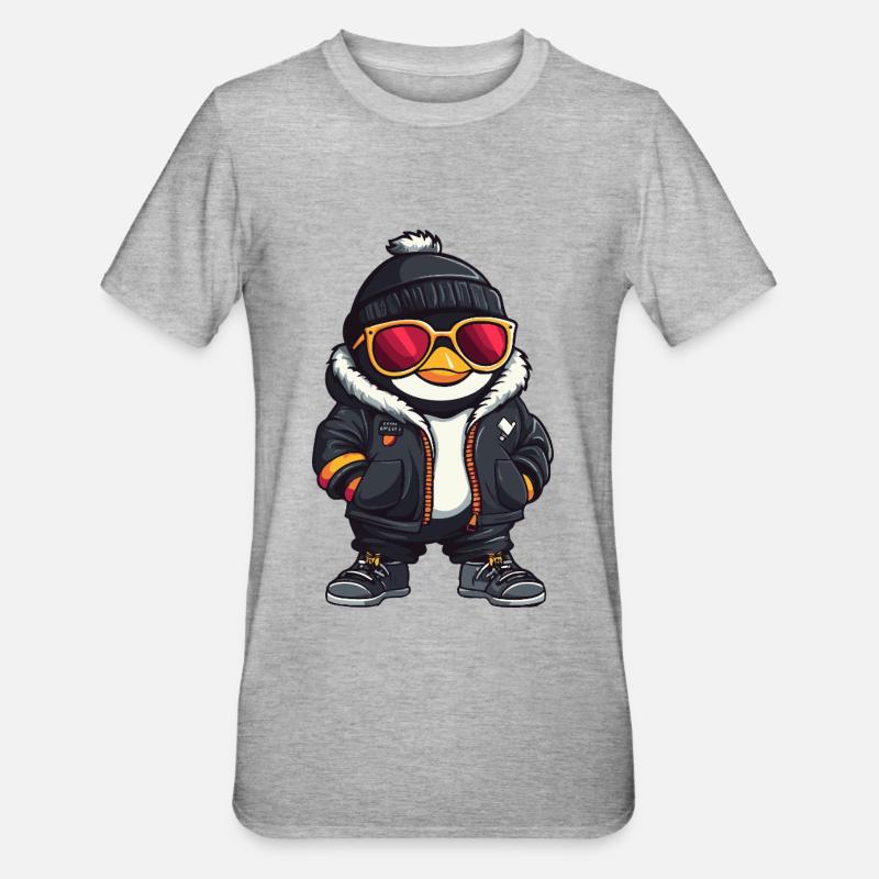 Penguin Cool Bande dessinée - T-shirt polycoton Unisexe - gris chiné