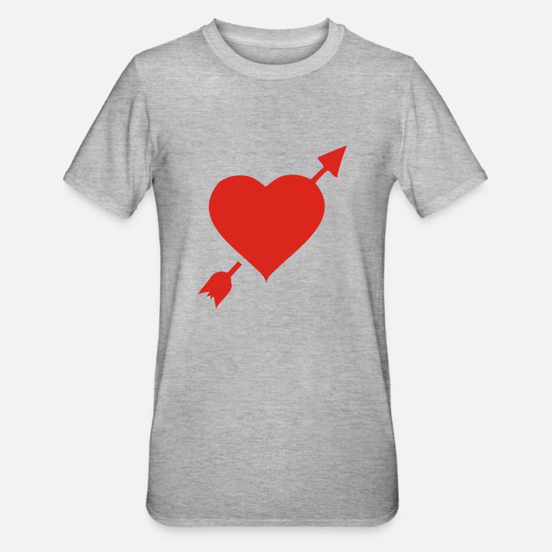 Herz mit Pfeil - Unisex Polycotton T-Shirt - Grau meliert
