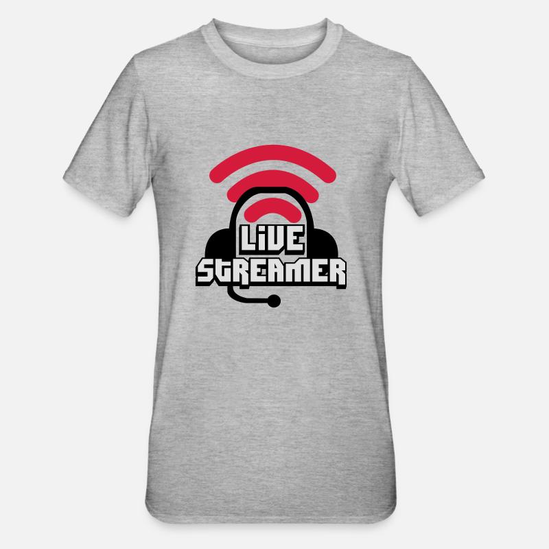 Live Streamer - Unisex Polycotton T-Shirt - Grau meliert