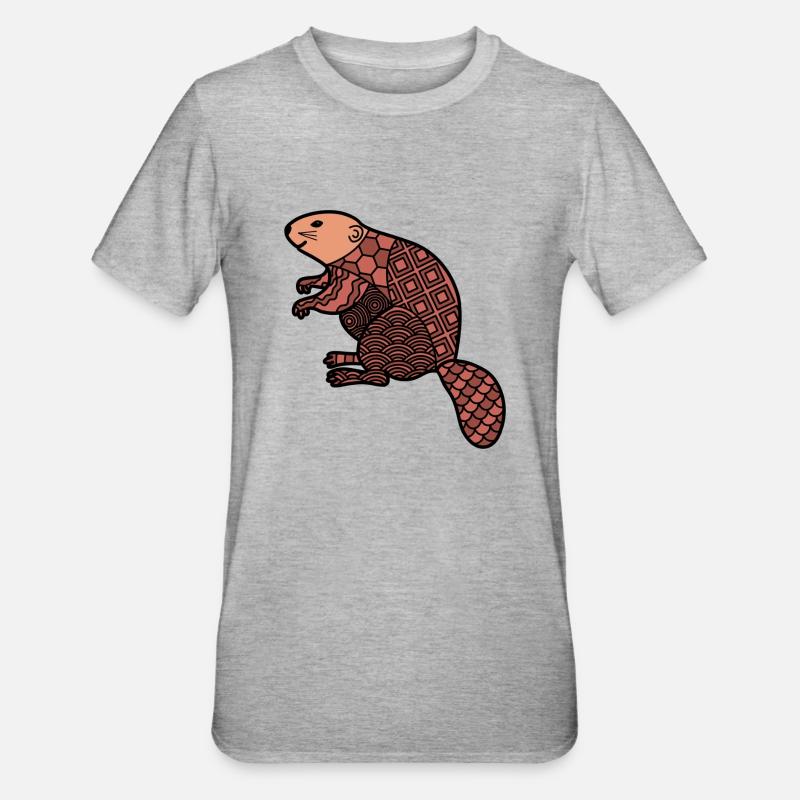 ZenDoodle « Castor » - T-shirt polycoton Unisexe - gris chiné