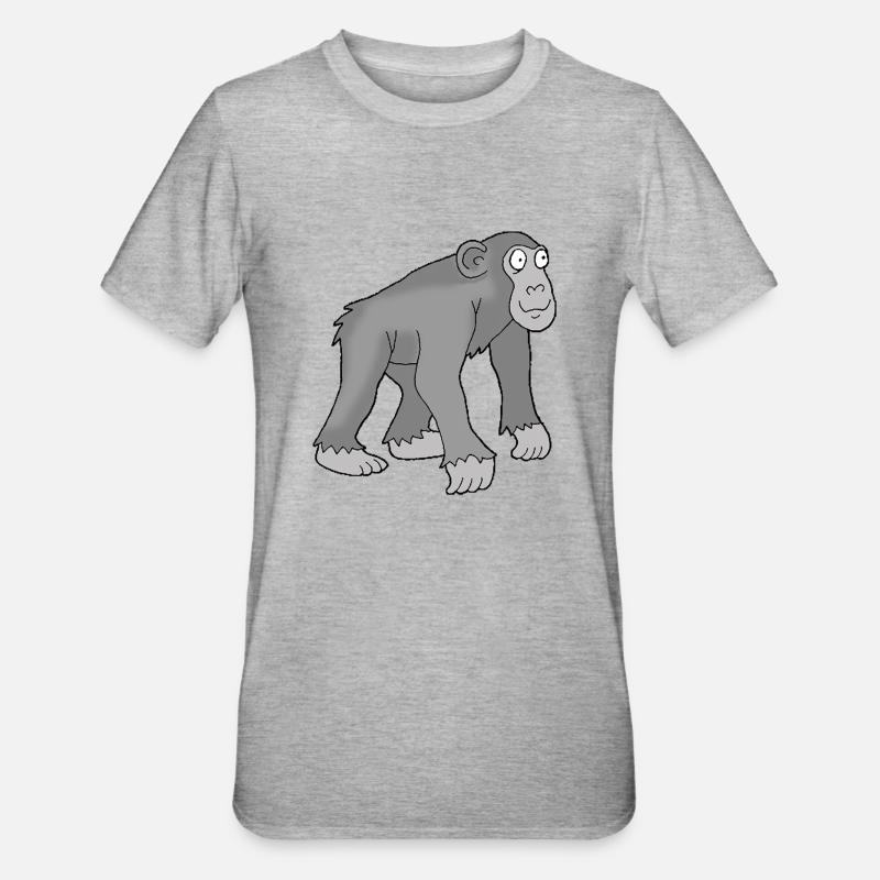 Chimpanse 1 - Unisex Polycotton T-Shirt - Grau meliert