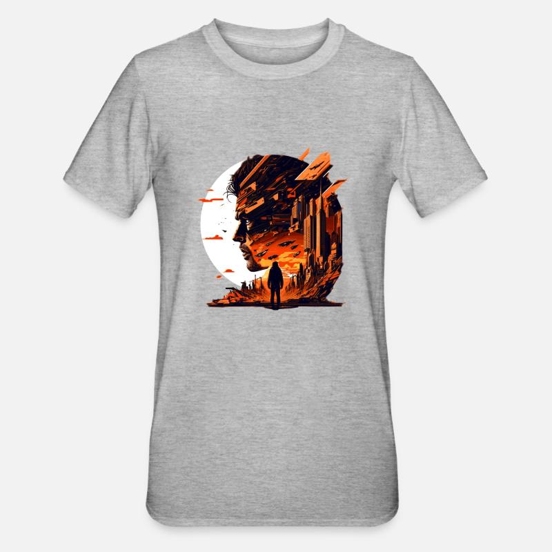 Sci-Fi and alien planets create artwork - Unisex Polycotton T-Shirt - heather grey