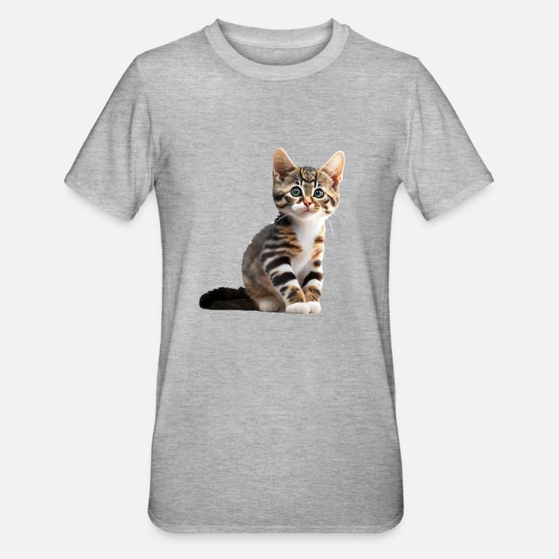 Mignon jeune chat - T-shirt polycoton Unisexe - gris chiné