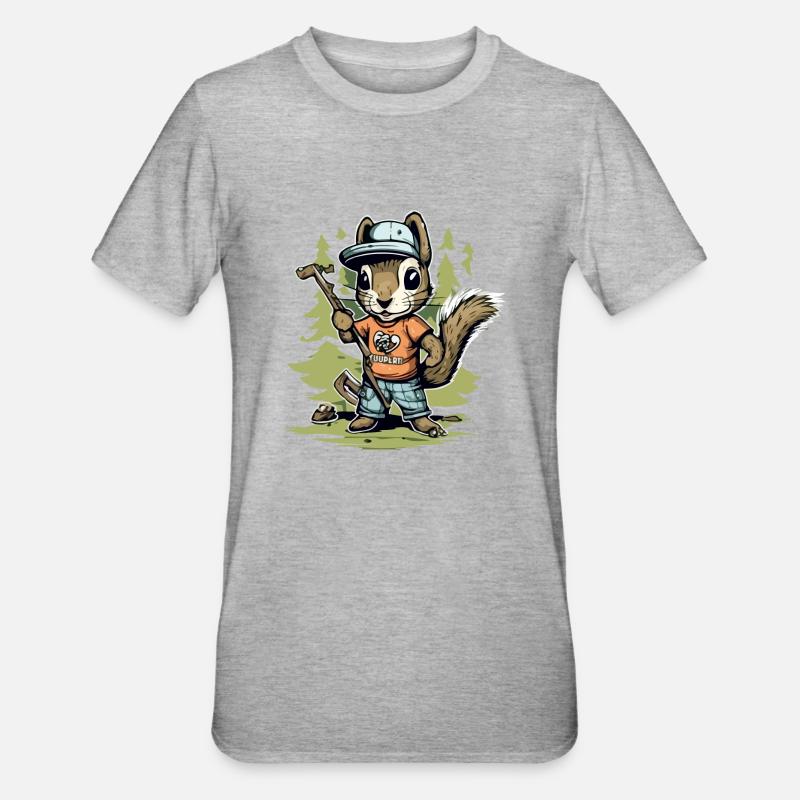 Hacki l'écureuil - T-shirt polycoton Unisexe - gris chiné