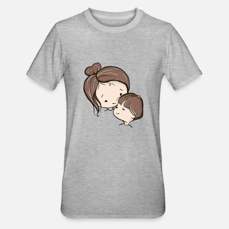 Mutter und Kind - Unisex Polycotton T-Shirt - Grau meliert