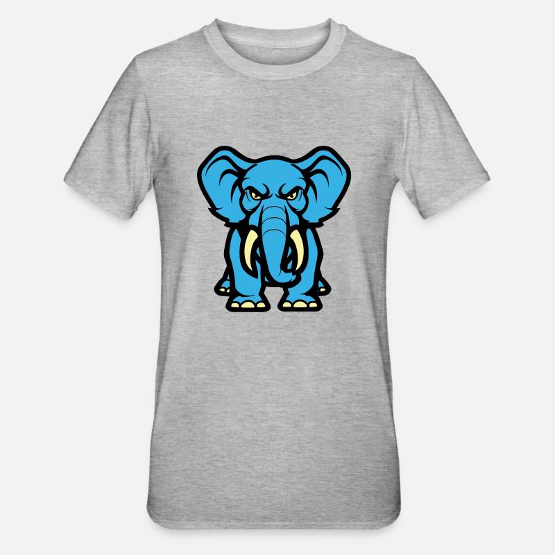 elefant comic - Unisex Polycotton T-Shirt - Grau meliert