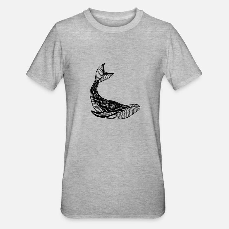 Gemusterter Wal - Unisex Polycotton T-Shirt - Grau meliert