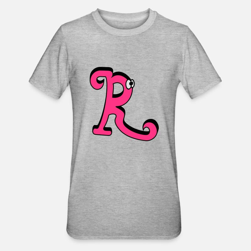 Inititiale. Lettre R / lettre R (3c) - T-shirt polycoton Unisexe - gris chiné