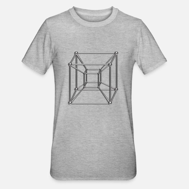 TESSERACT, Hypercube 4D, digital, Symbol - - T-shirt polycoton Unisexe - gris chiné