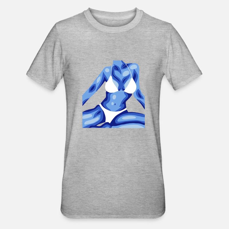 Frau in Bikini - Unisex Polycotton T-Shirt - Grau meliert