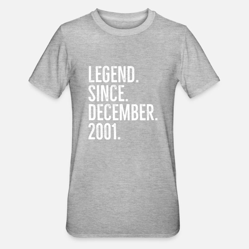 Legend Since December 2001 - Unisex Polycotton T-Shirt - heather grey