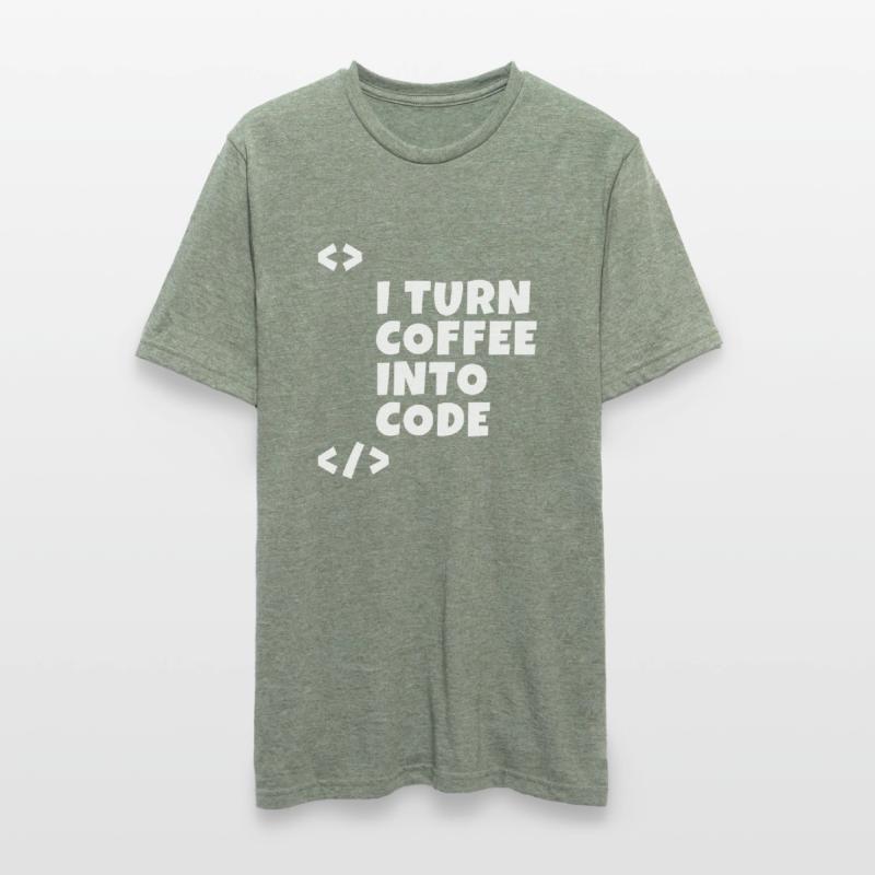 I turn coffee into code Programmierer Entwickler Unisex Polycotton T-Shirt
