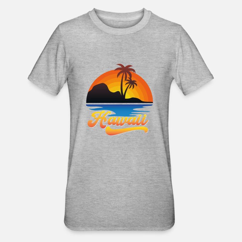 Conception de la plage d’Hawaï - T-shirt polycoton Unisexe - gris chiné