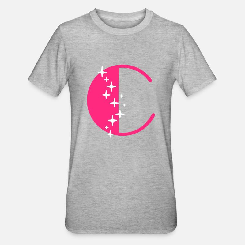 Buchstabe C Glitzer - Unisex Polycotton T-Shirt - Grau meliert