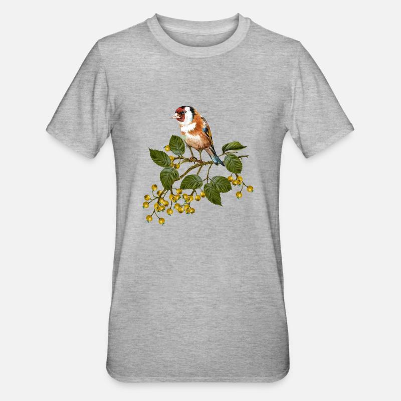 Bunter Vogel - Unisex Polycotton T-Shirt - Grau meliert