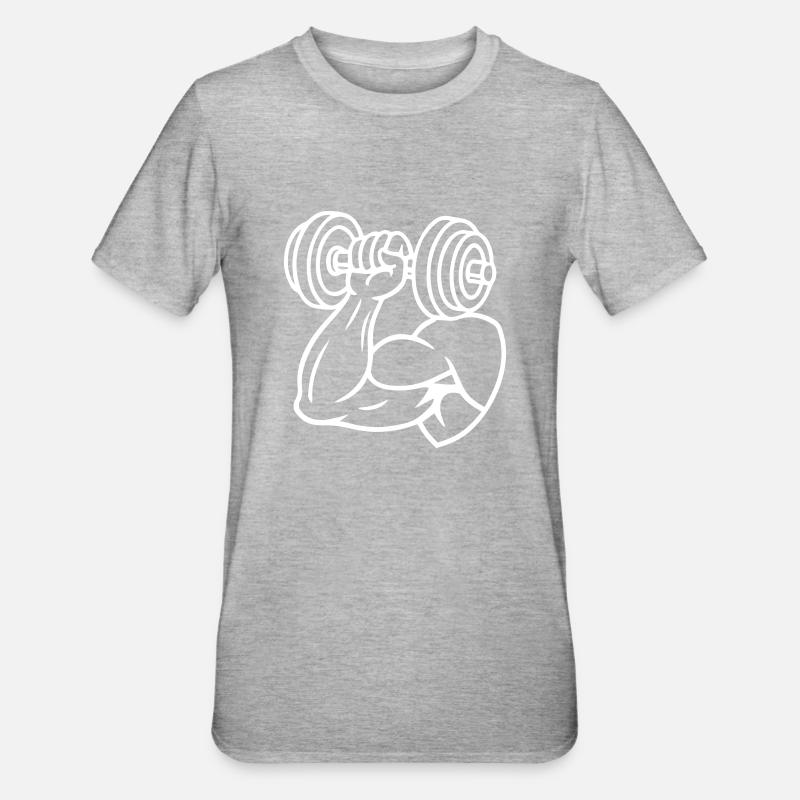 Haltères Muscles Biceps - T-shirt polycoton Unisexe - gris chiné