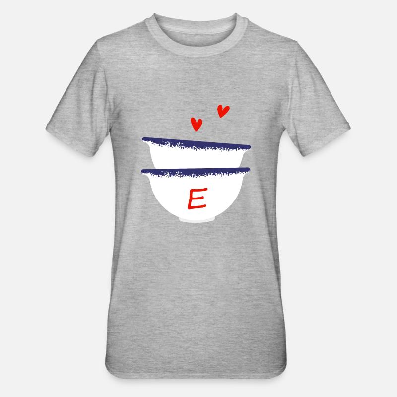Lettre E bols breton - T-shirt polycoton Unisexe - gris chiné