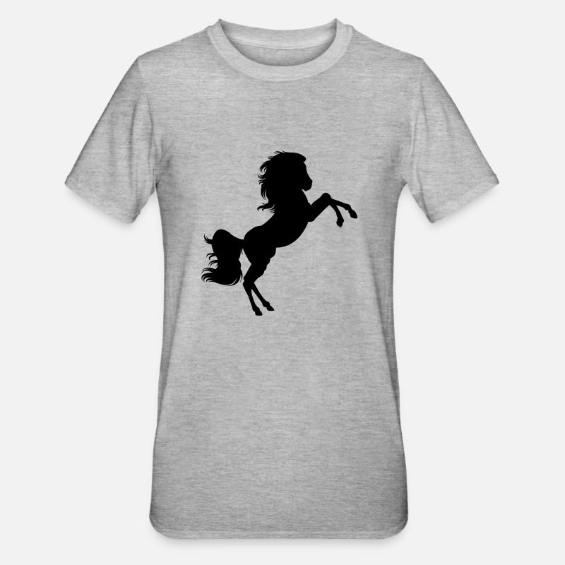 Pferd - Unisex Polycotton T-Shirt - Grau meliert