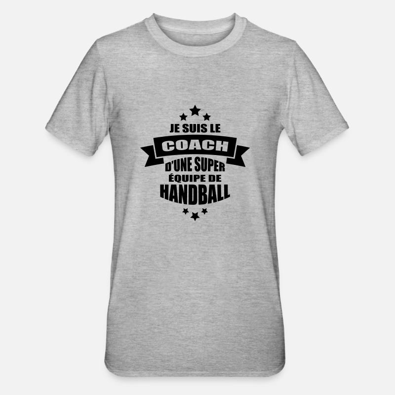 je suis le coach d'une super équipe de handball - T-shirt polycoton Unisexe - gris chiné
