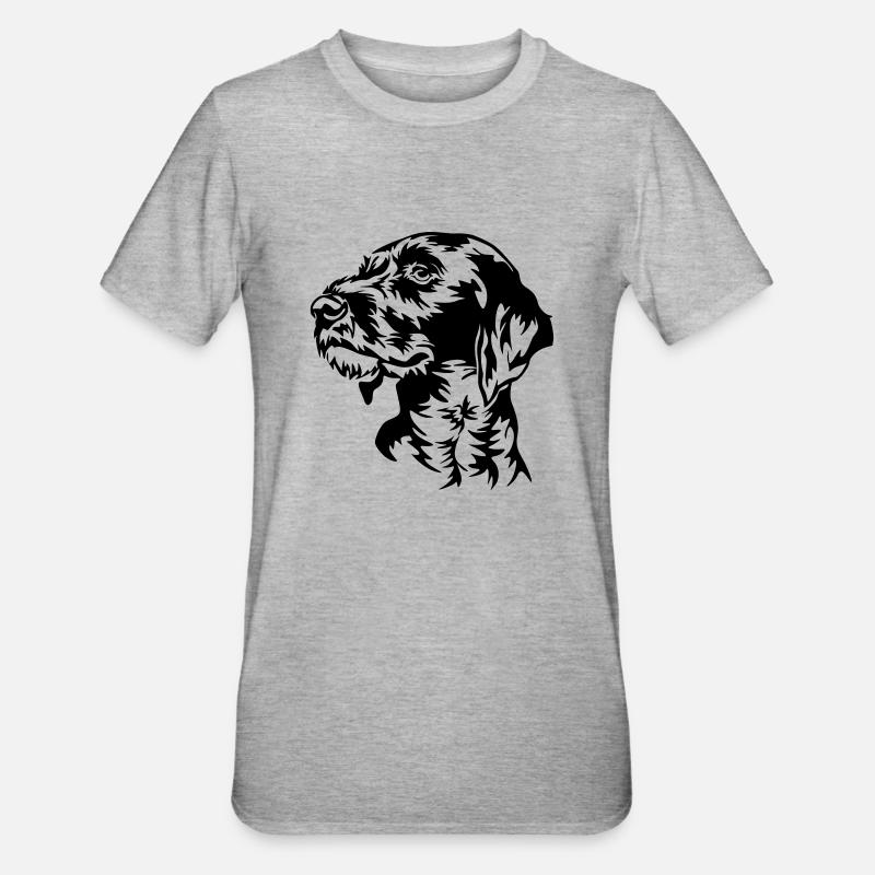 German Wirehaired Pointer head - Unisex Polycotton T-Shirt - heather grey