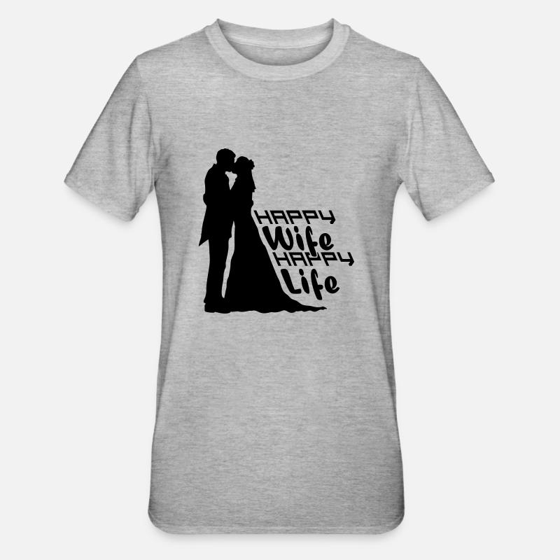 Vie de mariage heureuse - T-shirt polycoton Unisexe - gris chiné