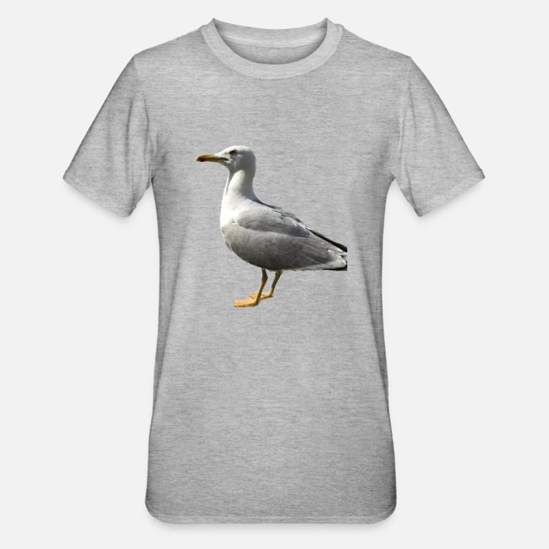 Möwe Vogel Geschenkidee - Unisex Polycotton T-Shirt - Grau meliert