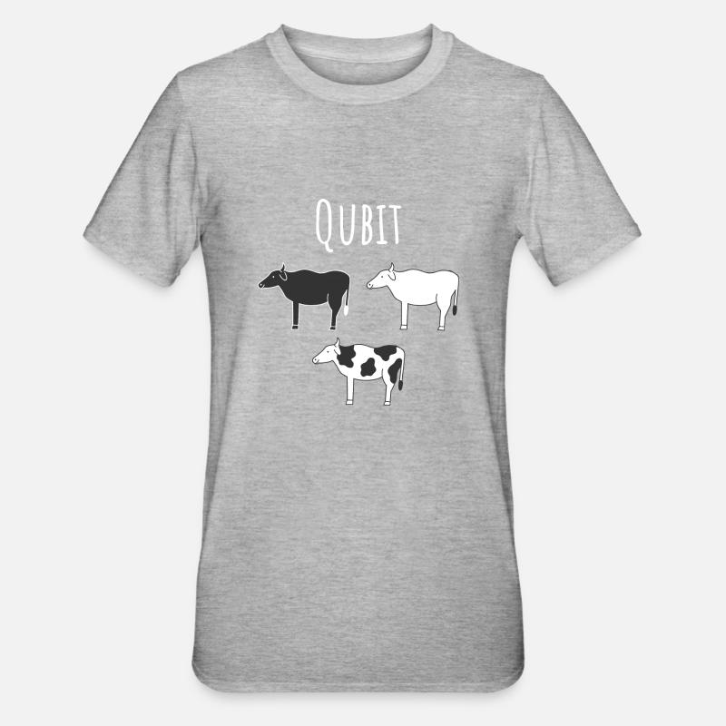 Quantencomputing mit Kühen Lustig Geschenk Kuhbit - Unisex Polycotton T-Shirt - Grau meliert