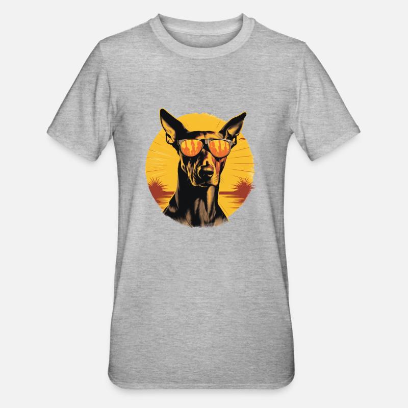 Dobermann 2 - Unisex Polycotton T-Shirt - Grau meliert