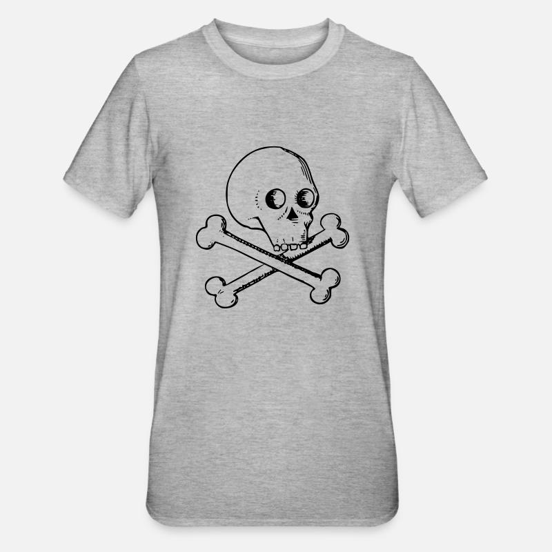 Crâne et os - T-shirt polycoton Unisexe - gris chiné