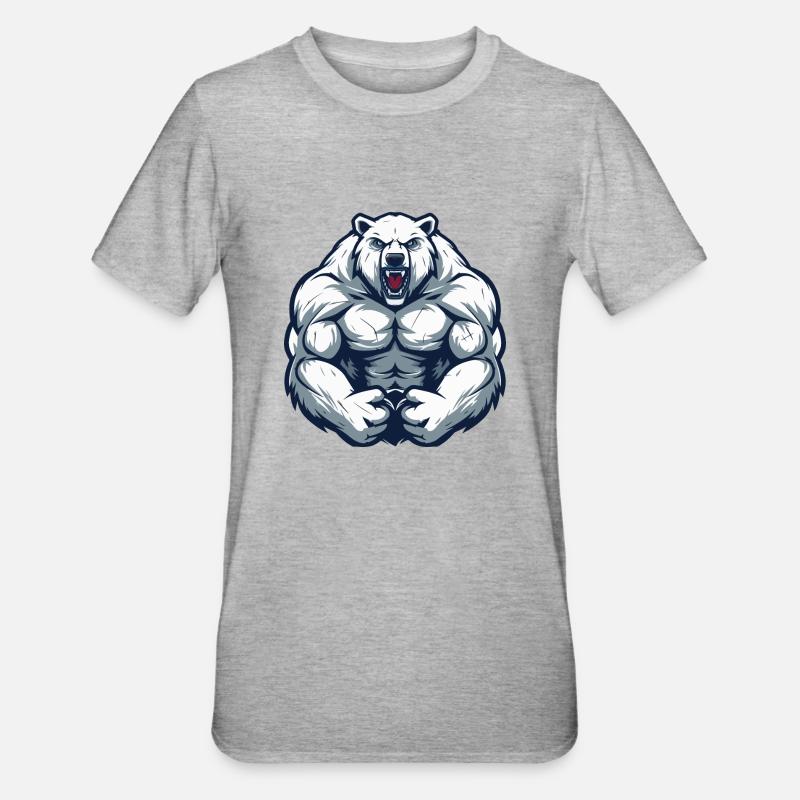 Eisbär Comic Workout - Unisex Polycotton T-Shirt - Grau meliert