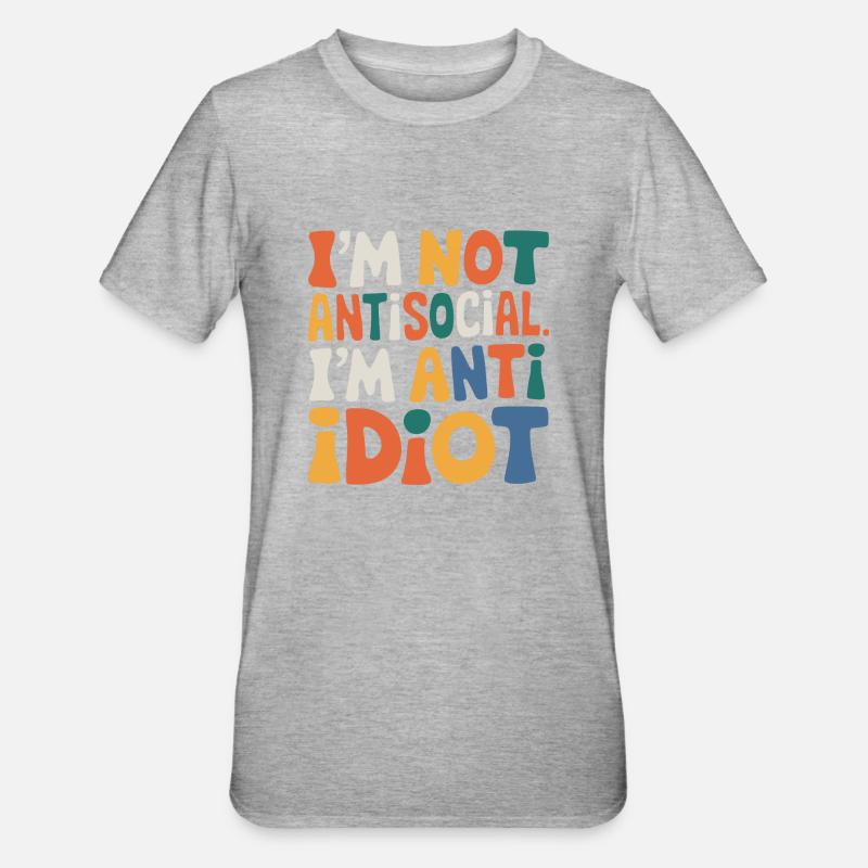 Sarkastisch introvertiert - Unisex Polycotton T-Shirt - Grau meliert