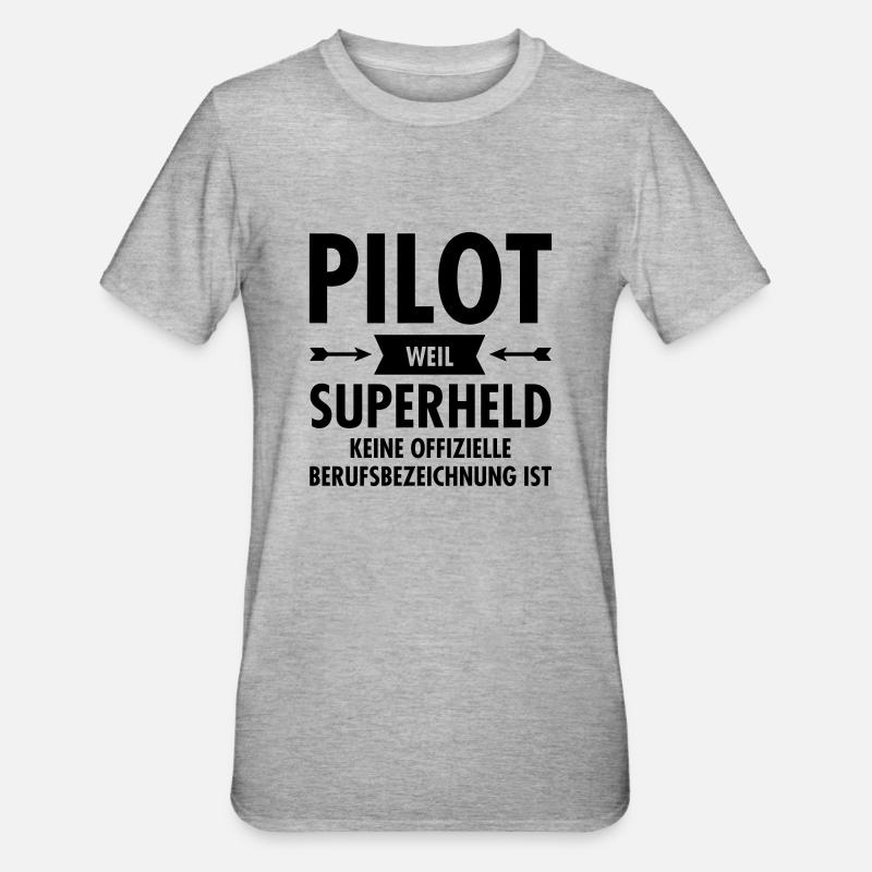 Pilot Superheld - Unisex Polycotton T-Shirt - heather grey