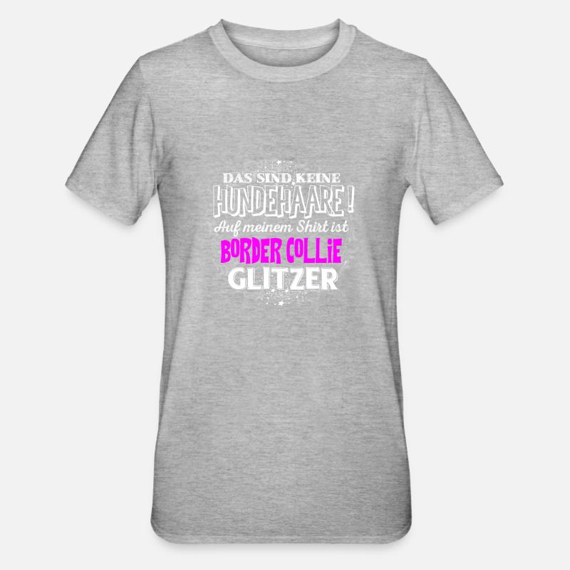 BORDER COLLIE - Glitzer - Unisex Polycotton T-Shirt - Grau meliert