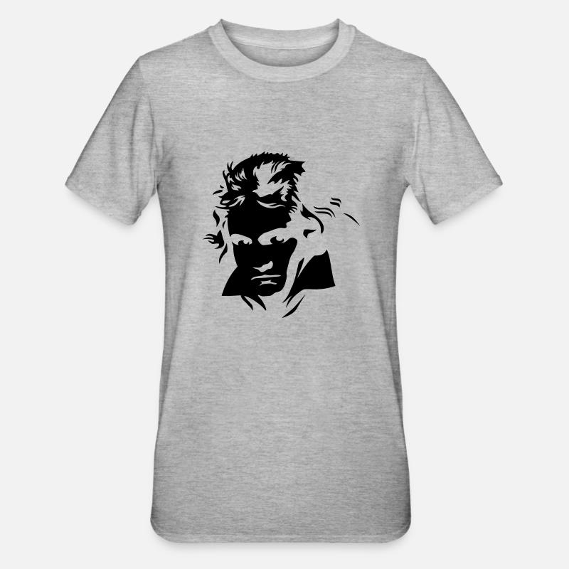 compositeur musique classique visage de beethoven - T-shirt polycoton Unisexe - gris chiné
