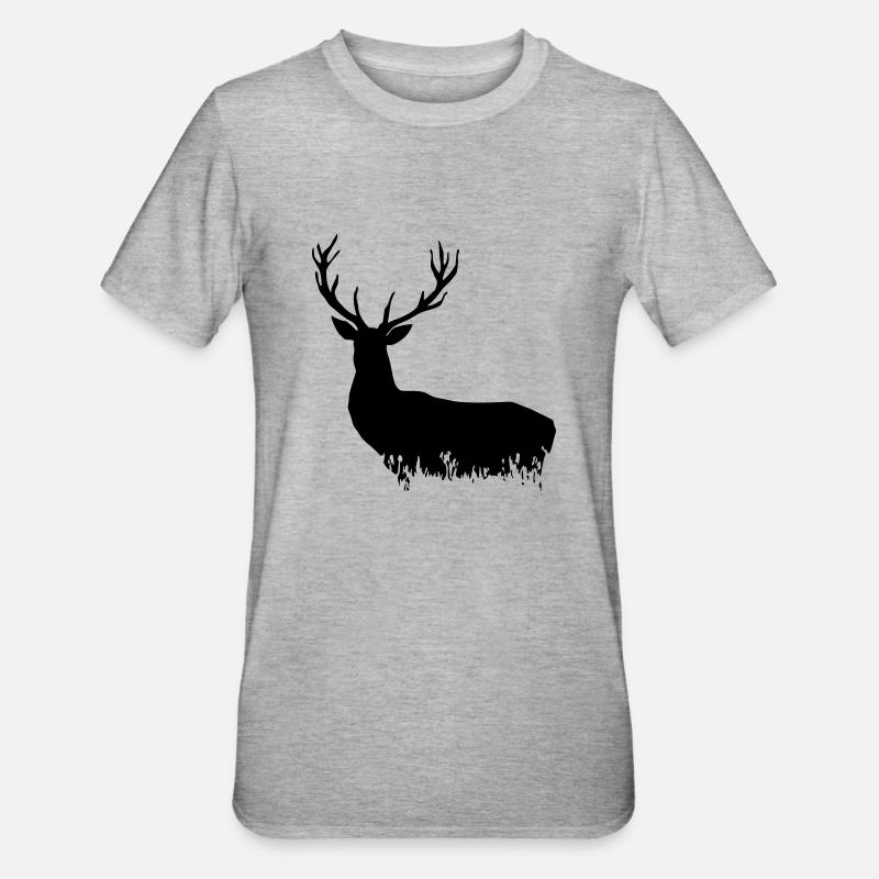 Deer - Hirsch - Unisex Polycotton T-Shirt - Grau meliert