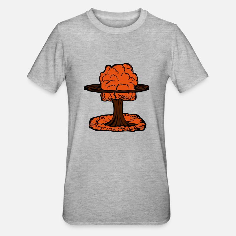 Nuage de champignon d'explosion nucléaire - T-shirt polycoton Unisexe - gris chiné