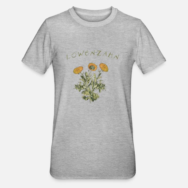 Löwenzahn Retro Blume Garten - Unisex Polycotton T-Shirt - Grau meliert