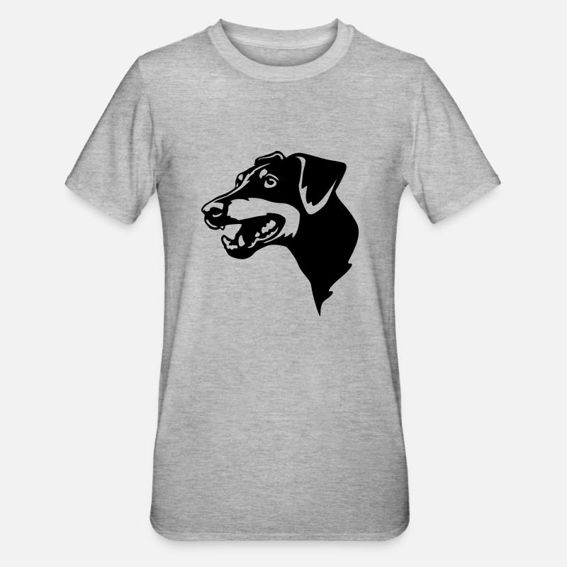 Manchester Terrier Kopf - Unisex Polycotton T-Shirt - Grau meliert
