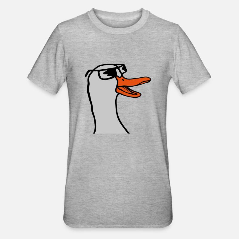 Gesicht Sonnenbrille Gans Comic - Unisex Polycotton T-Shirt - Grau meliert
