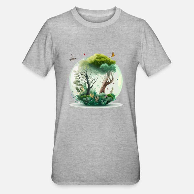 La forêt miniature - T-shirt polycoton Unisexe - gris chiné