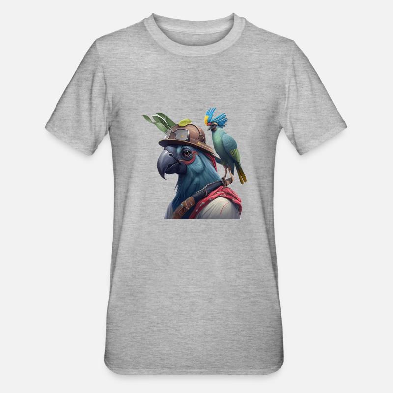 Papageienkopf Geschenk - Unisex Polycotton T-Shirt - Grau meliert