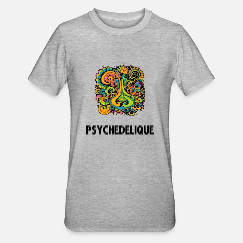 Psychedelisch - Unisex Polycotton T-Shirt - Grau meliert