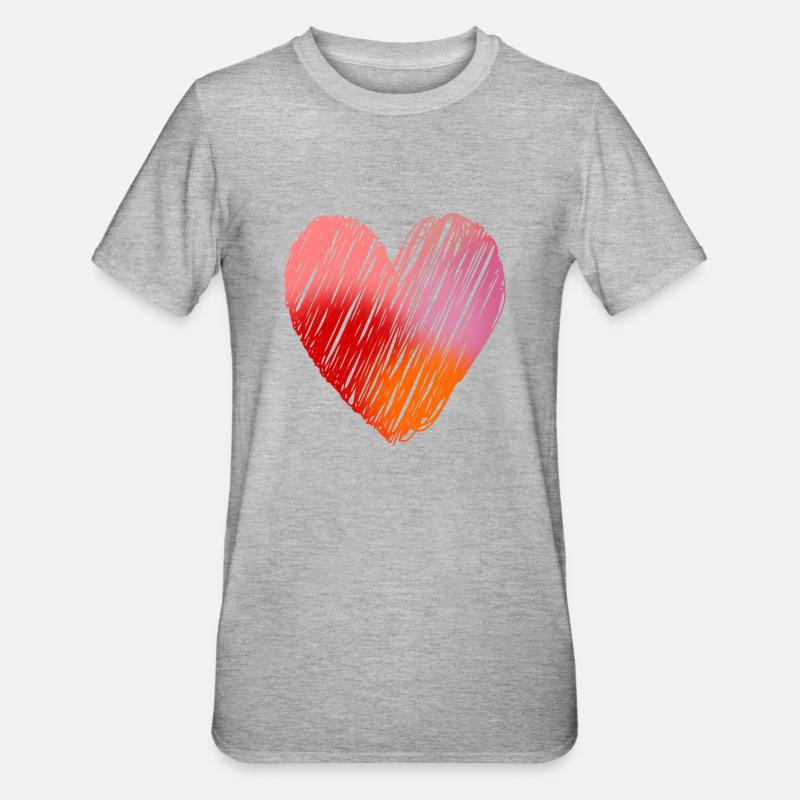 Herz farbig bemalt - Unisex Polycotton T-Shirt - Grau meliert