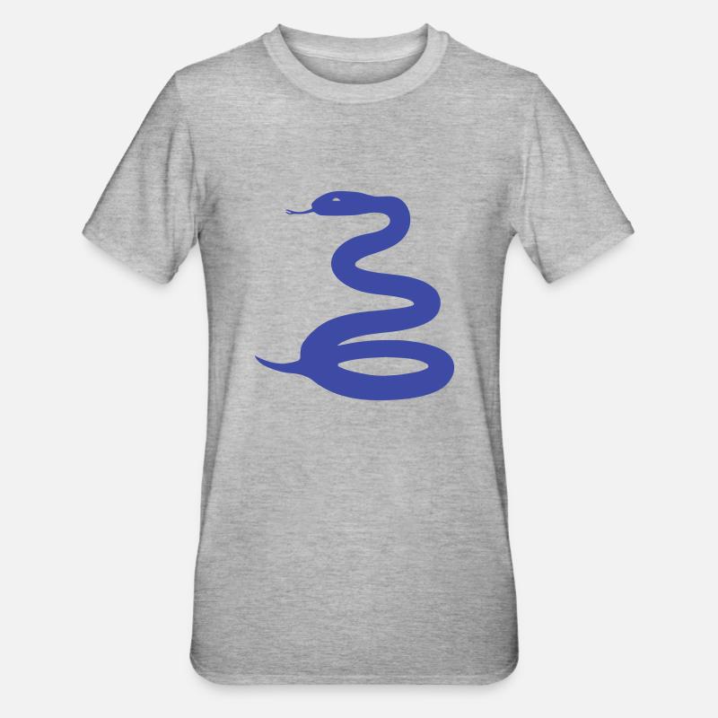 Trigonozepale blaue Schlange - Unisex Polycotton T-Shirt - Grau meliert