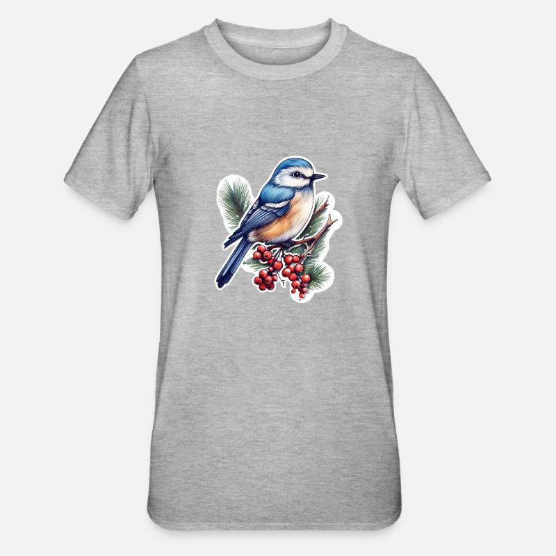 Spechtmeise Kleiber - Unisex Polycotton T-Shirt - Grau meliert